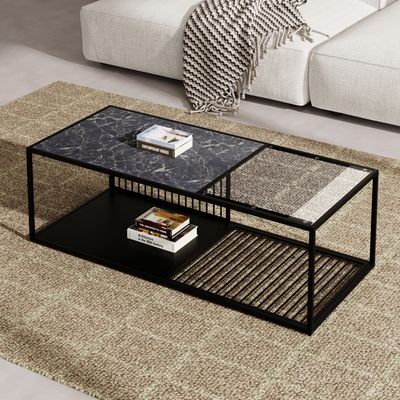 Ensemble Tables Basses Fer Forgé Et Verre – De Tonge – 120 Cm – Occasion