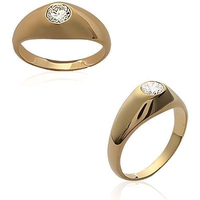 Bague Alliance Solitaire 2en1 Dolly-Bijoux - Taille 50, Plaqué Or 18K, Diamant Cz - Neuf Avec étiquettes