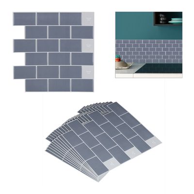 Set De 10 Stickers Carrelage 3D Aspect Pierre – Autocollants Muraux Cuisine & Salle De Bain 31x31 Cm
