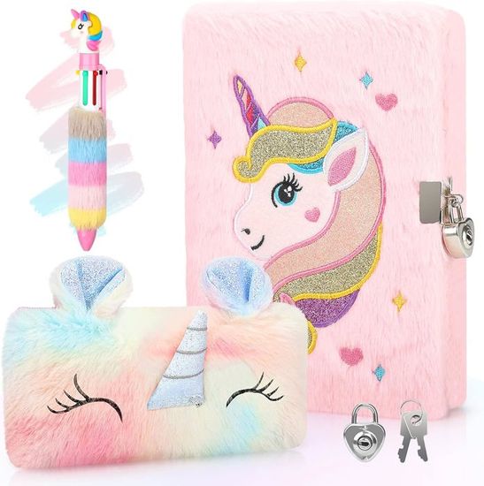 A5 160 Pages GROFIS Journal Intime Licorne Avec Cadenas - Lot De 4 - Carnet Peluche Enfants Stylo Journal Intime Licorne Enfant A5 160 Pages GROFIS Journal Intime Licorne Avec Cadenas - Lot De 4 - Carnet Peluche Enfants Stylo Journal Intime Licorne Enfant