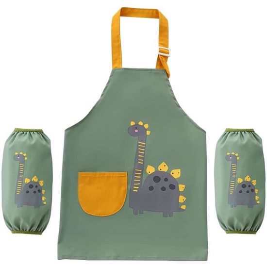 Tablier Enfant Imperméable 45x65 Cm - Réglable, Avec Manches Et Poche | Pour Peinture, Poterie, Cuisine (6-10 Ans)