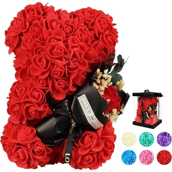 Ours On Rose Cadeau De No l Rose Flower Bear Cadeau Fete Des Meres