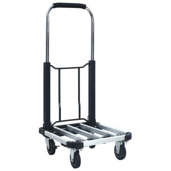 Chariot Transport Pliable Hjh OFFICE Carry - Métal Bleu/Blanc 150 Kg - 73x48 Cm