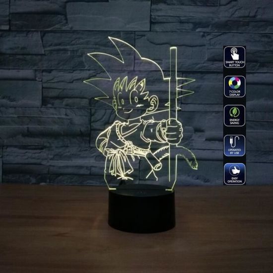 Lampe LED Tactile Dragon Ball - Goku Kamehameha - Modèle Magnétique - Idée Cadeau Fan 2024