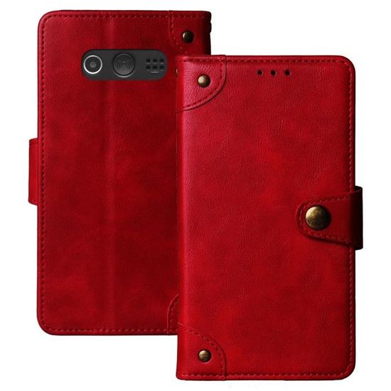 Étui Portefeuille Cuir Pour Doro 8062 - Rabat Magnétique - Porte-cartes Et Support Intégré - Rouge Effet Daim