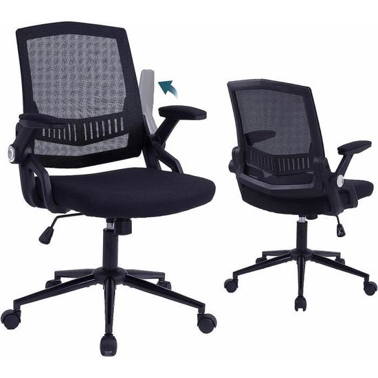 Chaise De Bureau Ergonomique En Maille - Bras Rabattables Et Support Lombaire - Neuf Sous Emballage