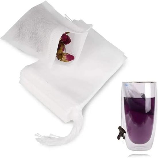 Sachets Filtrants Thé Lot De 200 Sachets Filtrants à Thé Vides 7x5cm - Avec Cordon De Serrage Pour Thé Et épices Sachets Thé Vides