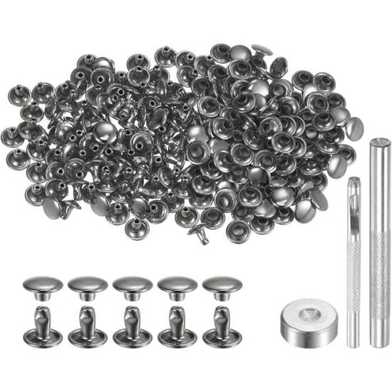 100 Ensembles De Rivets En Cuir 6 X 8Mm En Métal Avec Double Capuchon ...