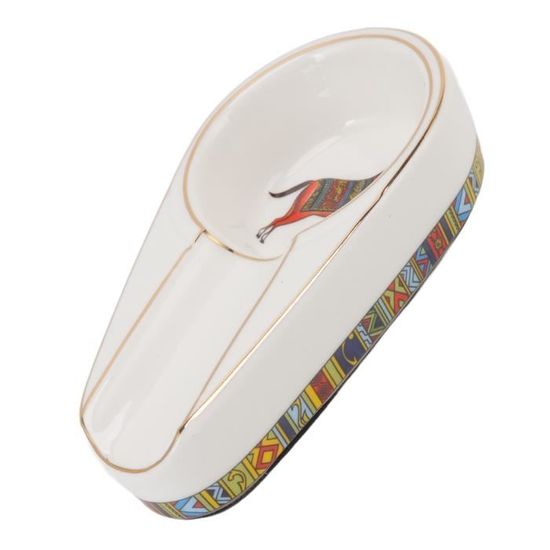 Com-four Cendriers Vent Céramique Dolomitique - 2 Pièces 11cm Anti-Tempête Avec Couvercle | Pour Terrasse Et Balcon | Bleu Et Orange