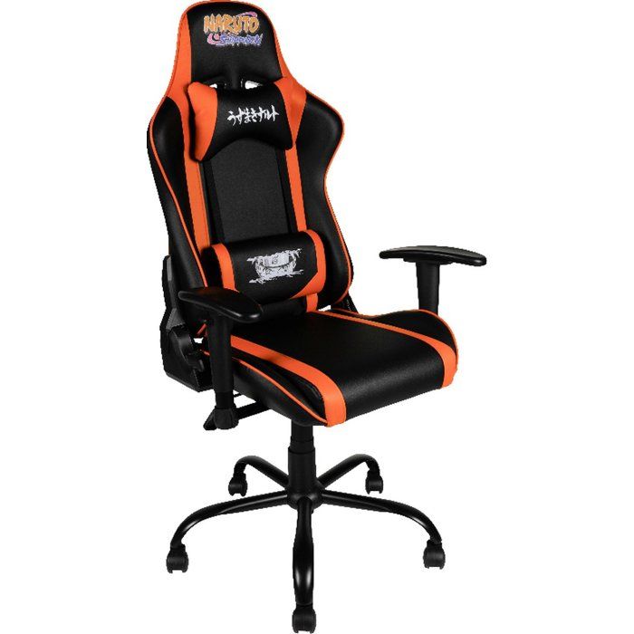 Chaise de bureau gaming premium KONIX Naruto Hokage Shippuden Inclinaison 150° Cuir Coussin lombaires et cervicaux