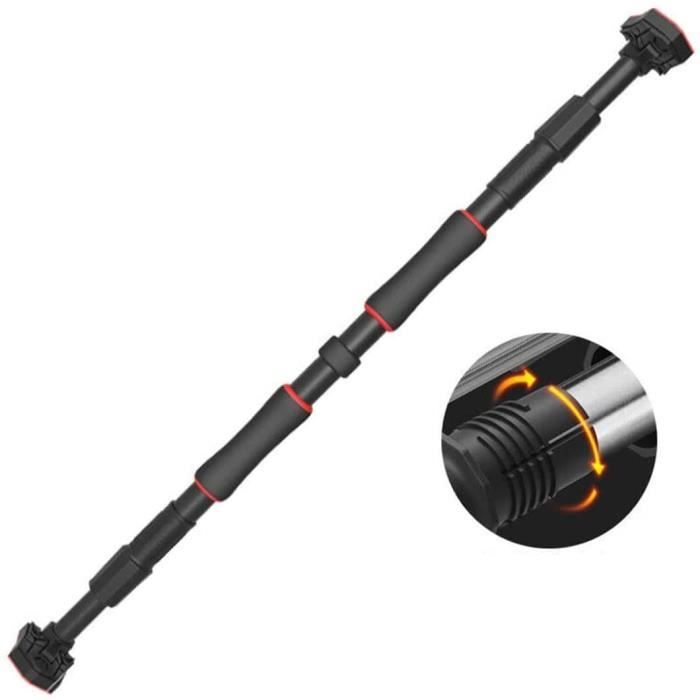 Barre De Traction Achda Ajustable 96-130 Cm – Sans Vis, Niveau à Bulle, Charge 200 Kg, Poignées Mousse Antidérapantes