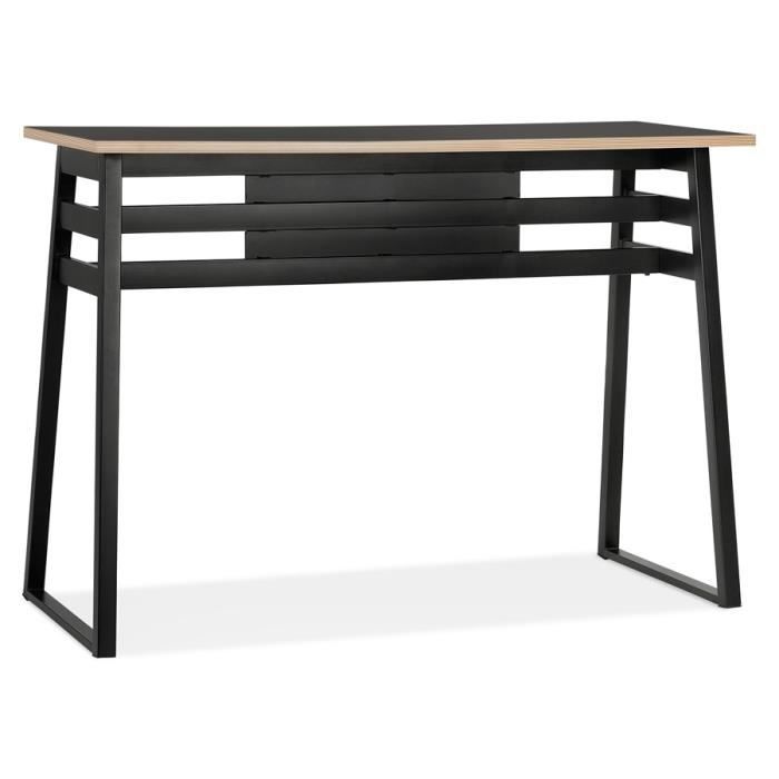 Table de bar haute 'NIKI' bois et métal noir - 150x60 cm