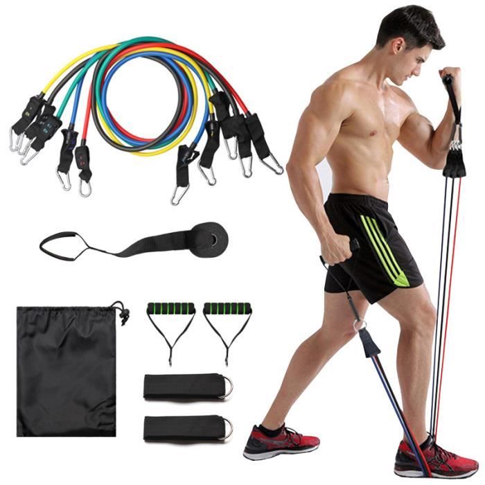 TPE Bandes de Resistance Elastiques Musculation Set, Latex Fitness Exercice Bands Kit 100 lb de traction