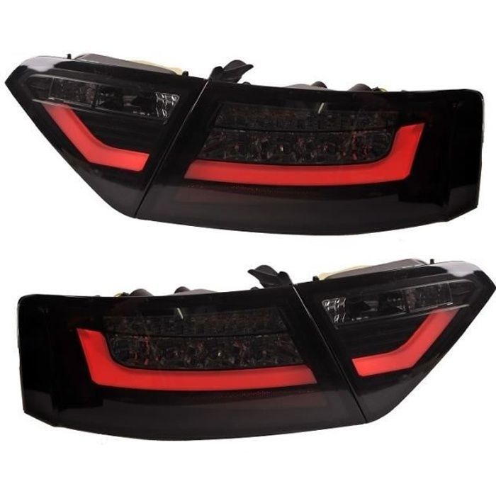 2 FEUX ARRIERE LED BARRE NOIR TRANSLUCIDE POUR AUDI A5 / S5 COUPE DE 03/2007 A 2009