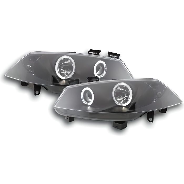 Paire de feux phares avant Renault Megane 2 berline 2003-2006 Angel eyes noir Halogene