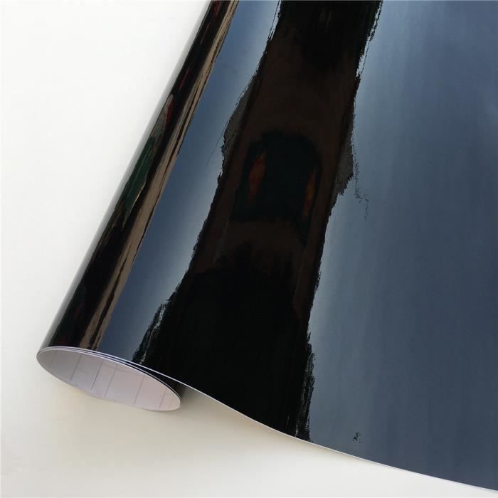 Film vinyle auto-adhésif noir Ultra brillant - Autocollant pour Piano, noir brillant, bulle de v - Modèle: 152X20 CM - ANQCCTB07396