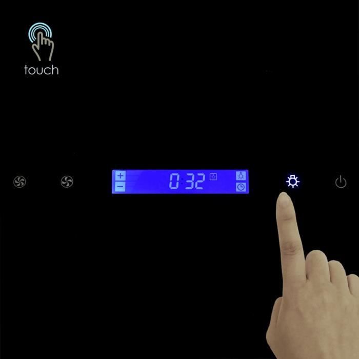 Hotte aspirante murale 60 cm Acier inoxydable et verre trempé Noir