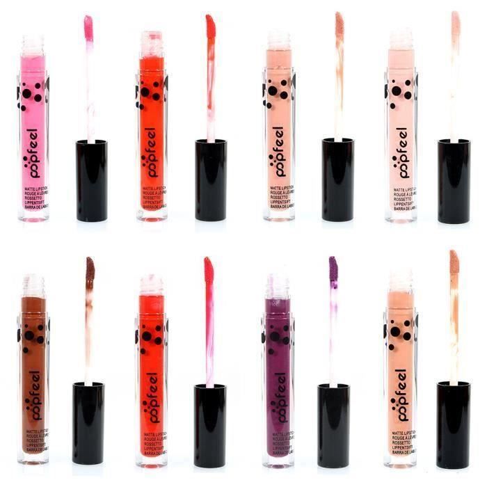 8 couleurs Set maquillage Matte rouge à lèvres brillant crayon beauté longue durée T0AF08