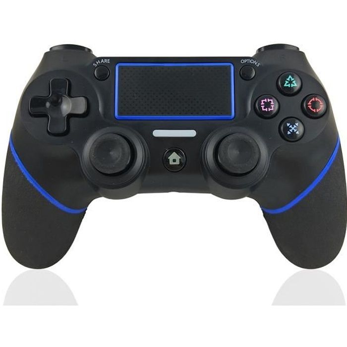 Manette pour PS4 DoubleShock Contrôleur de Jeu Bluetooth sans Fil Wireless pour Playstation 4/PS4 Slim/PS4 Pro/PS3 Noir bleu