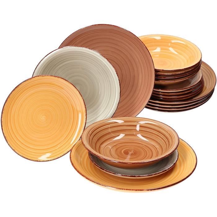 ASSIETTE MamboCat Lot de 18 assiettes Sandy pour 6 personnes I assiettes plates assiettes creuses et assiettes agrave gacircteau524