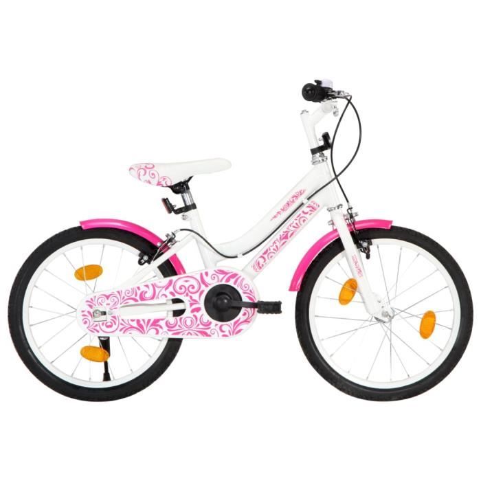 [650597] Vélo pour enfants 18 pouces - Vélo de Ville - Rose et blanc Ergonomique