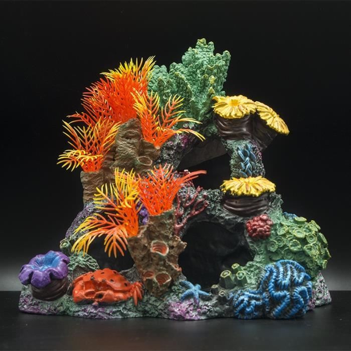 Décoration - aquarium,Décoration d'aquarium de poissons colorés en résine, corail artificiel pour Aquarium, roche de - Type HC-073