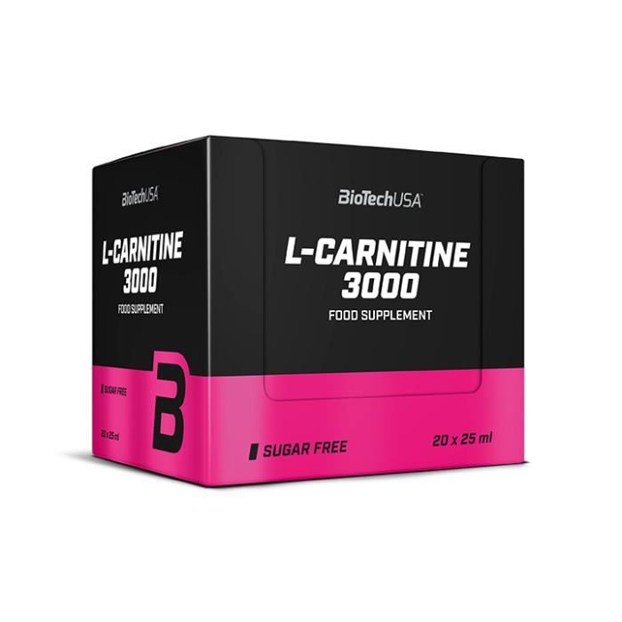 L-Carnitine 3000 - 20 X 25ML Citron Biotech USA Objectif Minceur Regime Seche