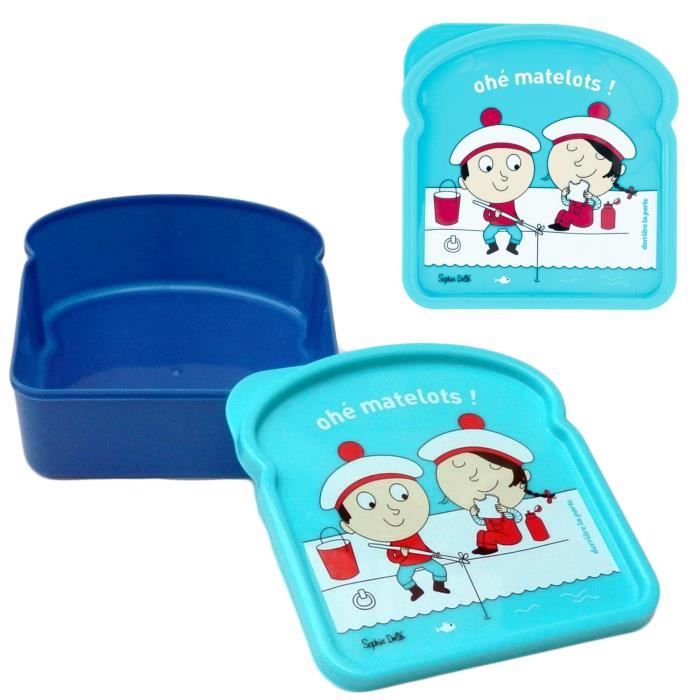 Boite Étui à Sandwich Pour Enfant OHÉ MATELOTS Bleu - de Voyage Plage École Pique-Nique Lunch Box Garçon Fille Dlp Derrière La Porte