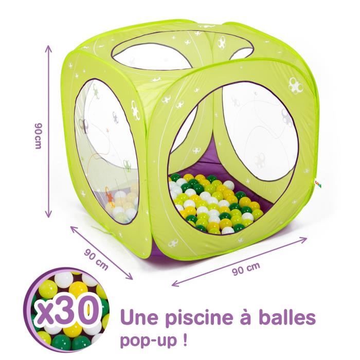 LUDI Aire de jeu cube à balles Papillons + 85 balles offertes