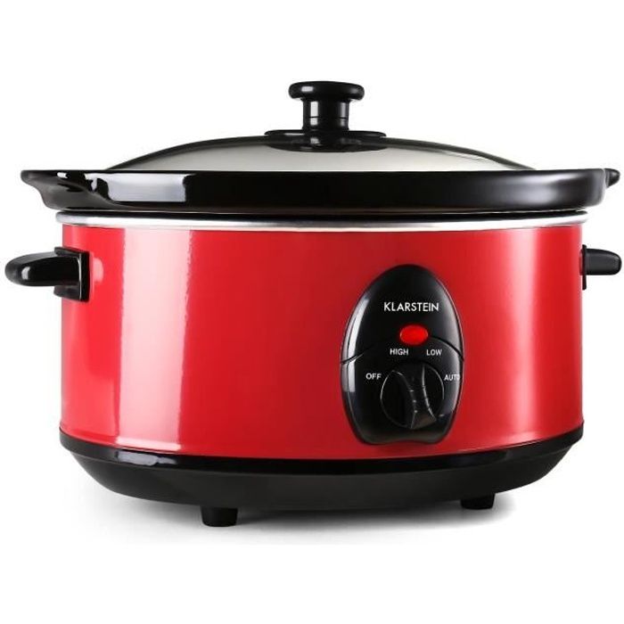 Klarstein Bristol 35 - Slow Cooker, mijoteuse electrique pour cuisson lente ( 3,5 litres , 200W, 2 températures réglables) - rouge