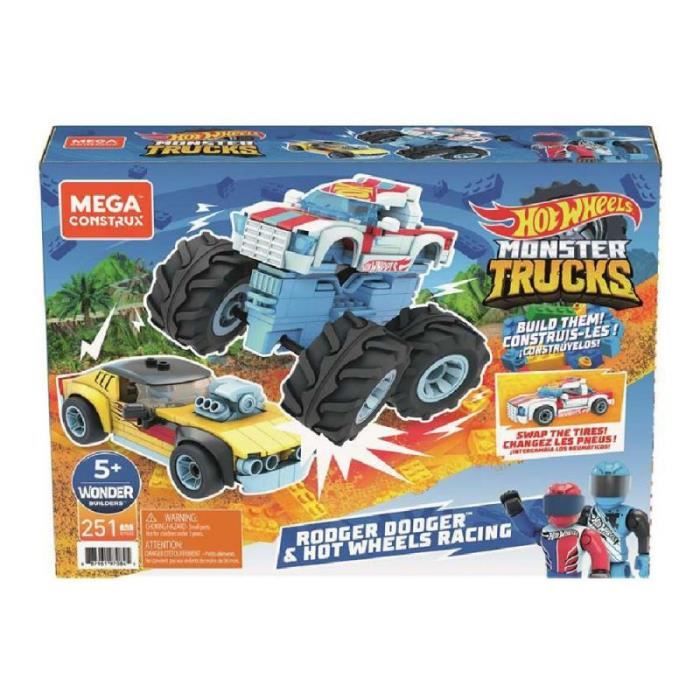 Mega Construx Hot Wheels Monster Trucks Rodger Dodger - Racing, jeu de voitures et de briques de construction, 251