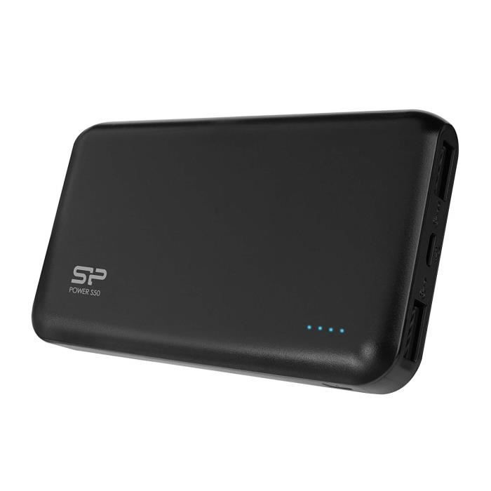 Batterie externe Power bank 5000 mAh Charge 2 appareils à la fois, Noir - SILICON POWER