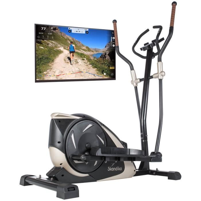 Skandika Adrett - Vélo elliptique Crosstrainer - Bluetooth - Appli - 15 Prog - 32 Niveaux de résistance - Inertie 12 kg - Max. 130