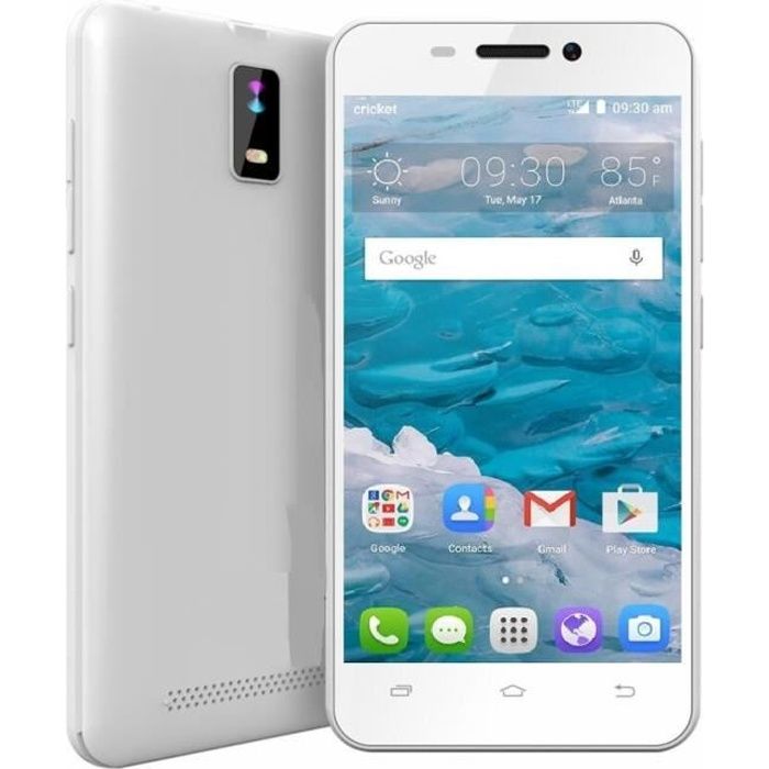 Smartphone pas cher 4G débloqué HD ecran Blanc (Android Double Caméras Quad Core) Telephone Mobile