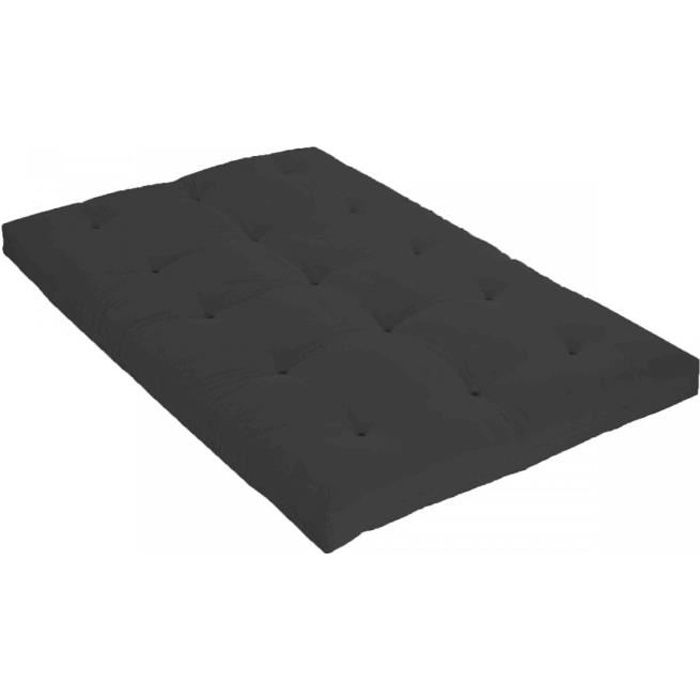 Matelas futon anthracite en coton 90x200 - Anthracite - Garantie 5 ans - Terre de Nuit