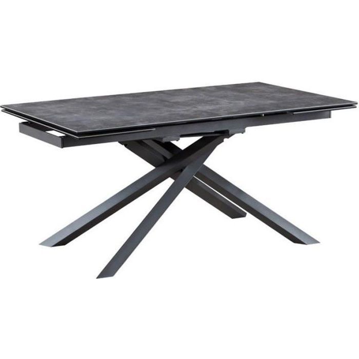 Table de repas à allonges Céramique/Métal gris - RAYONG - L 160/200/240 x l 90 x H 75