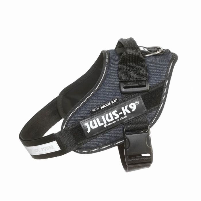 JULIUS K9 Harnais Power IDC 0–M–L : 58–76 cm - 40 mm - Bleu jean - Pour chien