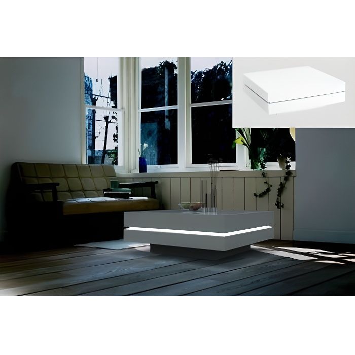 Table basse LYESS - MDF laqué blanc - LEDs