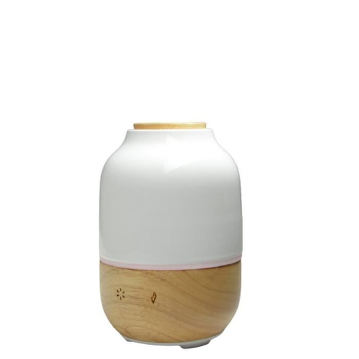 ZEN'AROME - Diffuseur d'Huiles Essentielles Ultrasonique Purisia - En Céramique et Bois - Diffusion jusqu'à 50m² - 10,5 x 15,5 cm