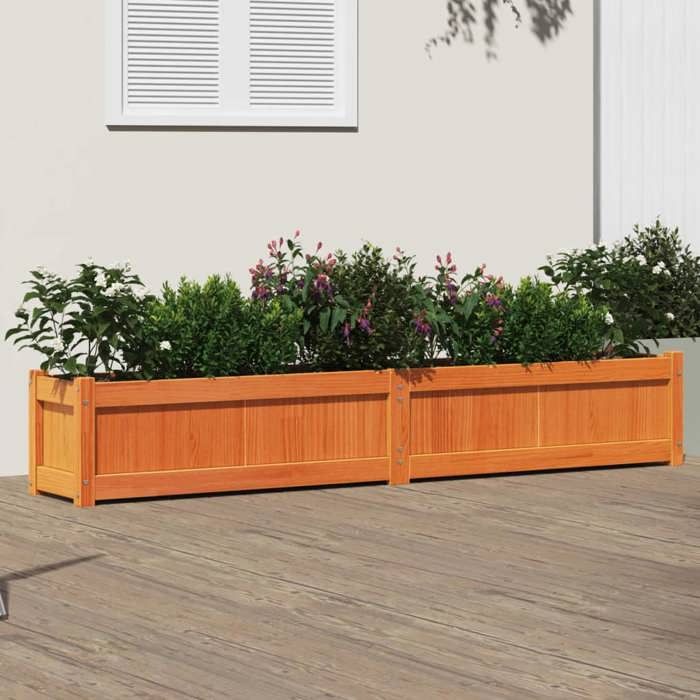 vidaXL Jardinière cire 180 x 31 x 31 cm Bois pin - vue 2