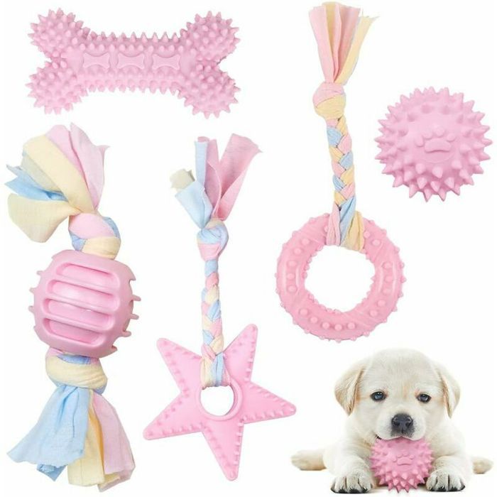 Meilleurs prix pour Jouet pour Chien en Corde et Balle 5 PCS Ensemble Indestructible pour Chiots et Chiens Bnfique pour Dents YYV