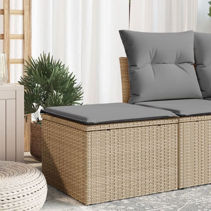 vidaXL Tabouret de Jardin avec Coussin Siège avec Housse Meuble de Terrasse Patio Balcon Extérieur Beige 55x55x37cm 366092