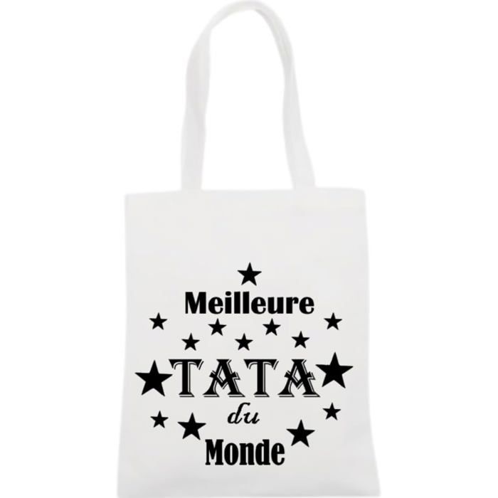 Tote bag blanc meilleure tata du monde sac shopping fait main merci ...