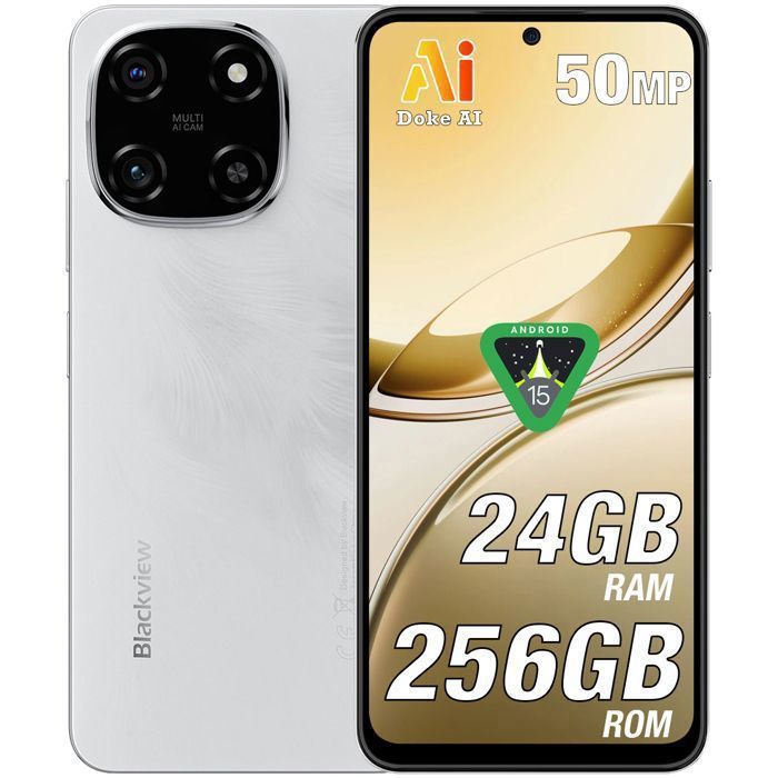 Blackview Color 6 Smartphone 256 Go 6.67" 50MP Caméra Android 15 5000mAh  Double SIM 4G GPS - Blanc - Cdiscount Téléphonie