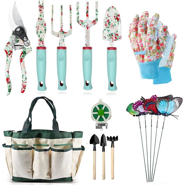 Gardening Tools Set 16 Piece Floral Gardening Hand Tool Gifts Gardening Gifts for Women and Men with Pruning Shears and Extra