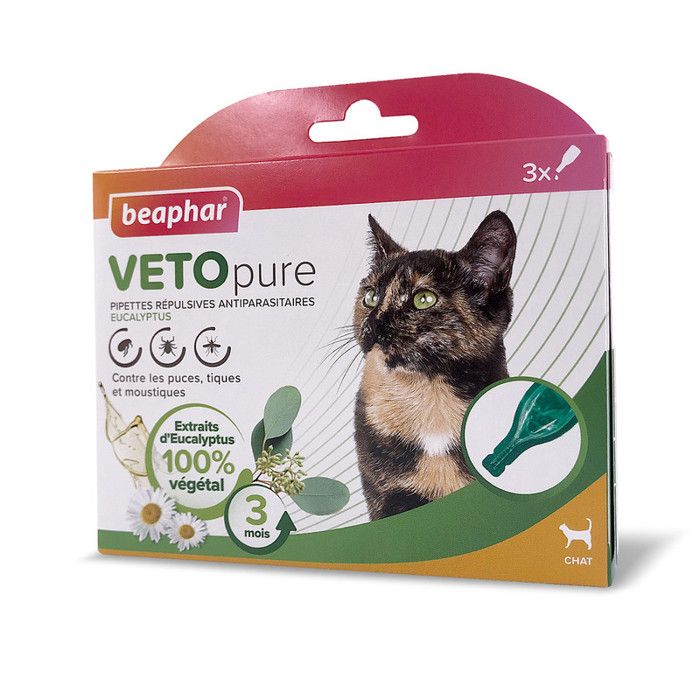 Comparer les prix de BEAPHAR – VETOPURE – Pipettes répulsives antiparasitaires pour Chat  – 3 pipettes