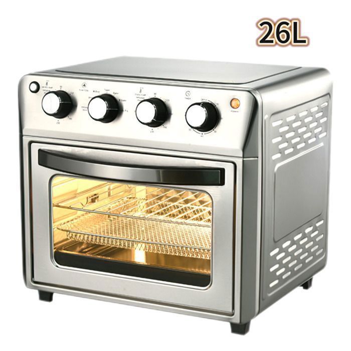 Four Électrique 26 L Friteuse à Air Chaud 6 en 1 Mini Four 1600W avec Minuterie de 60 Minutes 90 à 220°C - Prumya