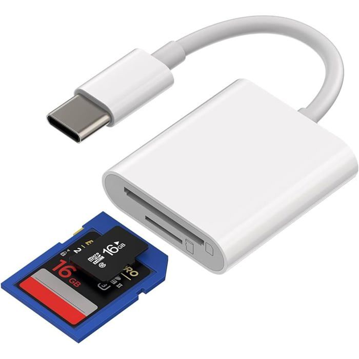 Lecteur De Carte SD/Micro SD USB-C - Adaptateur Pour IPhone 15, IPad, MacBook, Android (Plug And Play) - 6