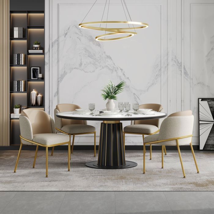 4 pièces Chaise Design Minimaliste Nordique avec Pieds Ajustables Pour Salon Salle à Manger Bureau Khaki