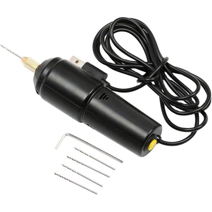 Mini Perceuses électriques5V Portable Perceuse USB Perceuse Outils Rotatifs Multifonctionavec 5 Forets et Clé AllenFilaire